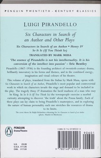 Six Characters in Search of an Author and Other Plays achterzijde