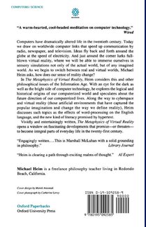 The Metaphysics of Virtual Reality achterzijde