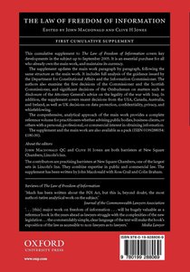 The Law of Freedom of Information: First Cumulative Supplement achterzijde