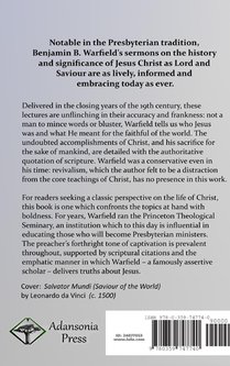 The Saviour of the World: Sermons preached in the Chapel of Princeton Theological Seminary (Hardcover) achterzijde