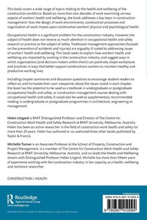 Work, Health and Wellbeing in the Construction Industry achterzijde