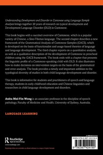 Understanding Development and Disorder in Cantonese using Language Sample Analysis achterzijde