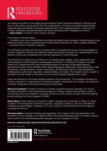 The Routledge Handbook of Forensic Linguistics achterzijde