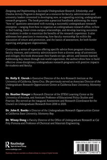 Designing and Implementing a Successful Undergraduate Research, Scholarship and Creative Activity Program achterzijde
