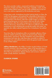 Three More Plays by Aristophanes achterzijde