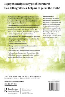 Psychoanalysis as Therapy and Storytelling achterzijde