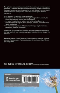 The Aphorism and Other Short Forms achterzijde