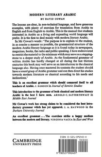 An Introduction to Modern Literary Arabic achterzijde