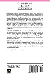 Accounting as Social and Institutional Practice achterzijde