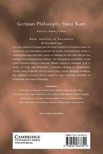 German Philosophy since Kant achterzijde