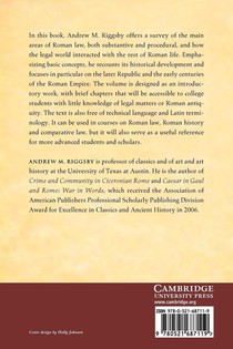 Roman Law and the Legal World of the Romans achterzijde