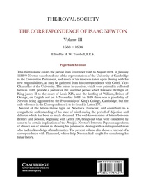 The Correspondence of Isaac Newton achterzijde