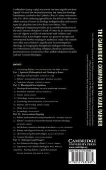 The Cambridge Companion to Karl Rahner achterzijde