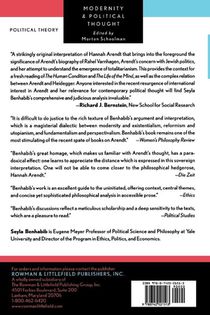 The Reluctant Modernism of Hannah Arendt achterzijde