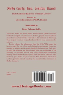 Shelby County, Iowa, Cemetery Records from Cemetery Readings of Shelby County Copied by Graves Registration W.P.A. Project achterzijde