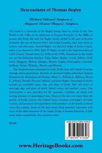 Descendants of Thomas Begley achterzijde