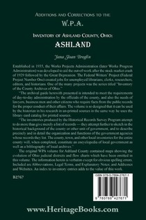 Additions and Corrections to the W.P.A. Inventory of Ashland County, Ohio achterzijde