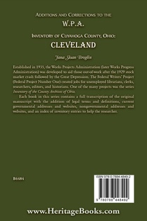 Additions and Corrections to the W.P.A. Inventory of Cuyahoga County, Ohio achterzijde