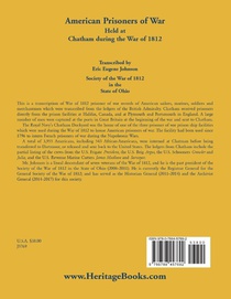 American Prisoners of War Held at Chatham During the War of 1812 achterzijde