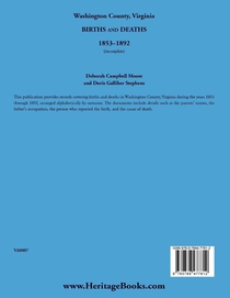 Washington County, Virginia Births and Deaths, 1853-1892 (incomplete) achterzijde