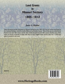 Land Grants in Missouri Territory, 1805-1812 achterzijde