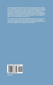 Handbook of Semidefinite Programming achterzijde