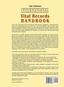 International Vital Records Handbook. 7th Edition achterzijde