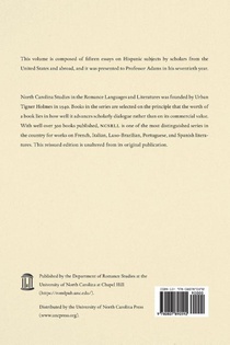 Hispanic Studies in Honor of Nicholson B. Adams achterzijde