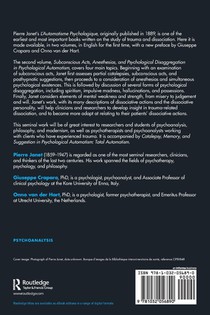 Subconscious Acts, Anesthesias and Psychological Disaggregation in Psychological Automatism achterzijde