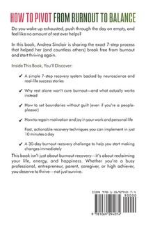 How to Pivot from Burnout to Balance - The 7-Step Science-Backed System to Recharge Your Energy, Reduce Stress and Thrive-Without Overhauling Your Life achterzijde