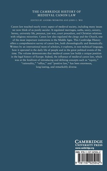 The Cambridge History of Medieval Canon Law achterzijde