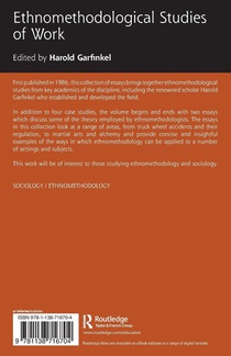 Routledge Revivals: Ethnomethodological Studies of Work (1986) achterzijde