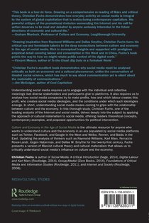 Culture and Economy in the Age of Social Media achterzijde