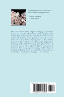 Understanding the Securitization of Subprime Mortgage Credit: Federal Reserve Bank of New York Staff Report no. 318 achterzijde