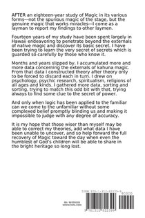 Huna, Recovering the Ancient Magic achterzijde