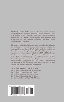 Historical Sketch and Roster of the South Carolina 2nd Infantry Regiment Rifles achterzijde