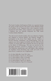 Historical Sketch and Roster of the South Carolina 2nd Infantry Regiment Rifles achterzijde