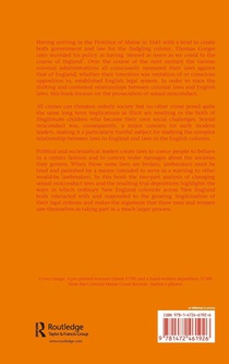 Law and Sexual Misconduct in New England, 1650-1750 achterzijde