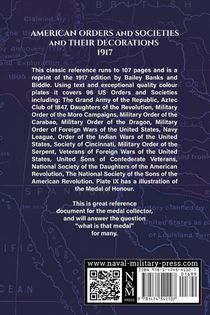 AMERICAN ORDERS and SOCIETIES and THEIR DECORATIONS 1917 The Objects Of the Military And Naval Orders, Commemorative And Patriotic Societies Of The United States And The Requirements For Membership Therein, With Colour Plate Illustrations achterzijde