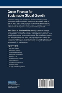 Green Finance for Sustainable Global Growth achterzijde