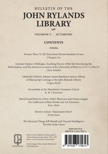 Bulletin of the John Rylands Library 98/2 achterzijde
