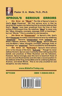 A Critical Answer to Michael Sproul's God's Word Preserved achterzijde