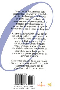 El Origen de las Especies achterzijde