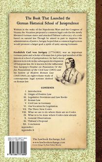 Of the Vocation of Our Age for Legislation and Jurisprudence achterzijde