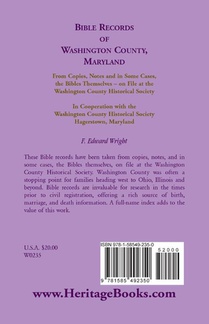 Bible Records of Washington County, Maryland achterzijde
