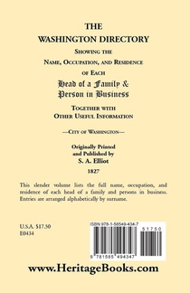 The Directory of Washington, D.C. - 1827 achterzijde