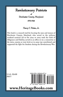 Revolutionary Patriots of Dorchester County, Maryland, 1775-1783 achterzijde