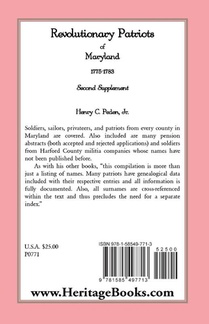 Revolutionary Patriots of Maryland 1775-1783 achterzijde