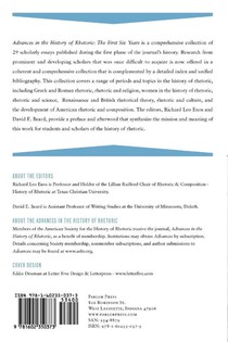 Advances in the History of Rhetoric achterzijde
