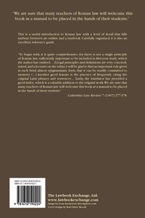 The First Year of Roman Law achterzijde